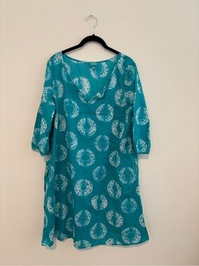 Calypso St. Barth Teal and White Tie-Dye Dress